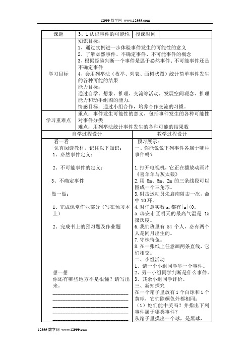 3、1认识事件的可能性