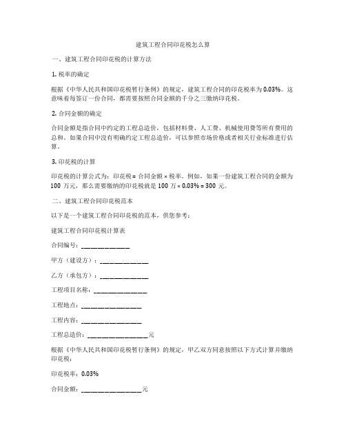 建筑工程合同印花税怎么算
