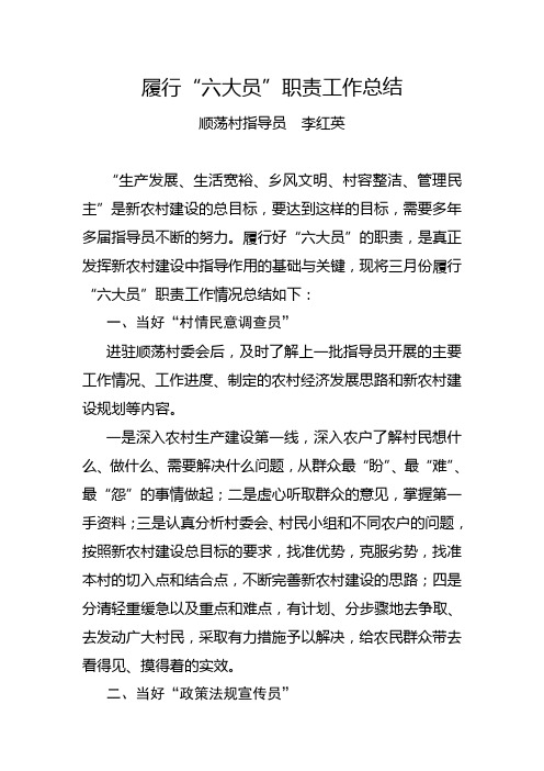 履行“六大员”职责工作总结