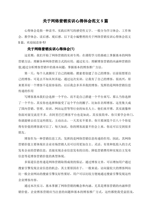 关于网络营销实训心得体会范文5篇