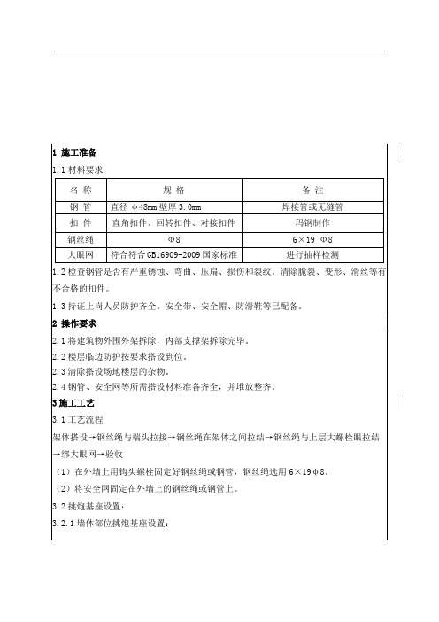 水平兜网(挑炮)技术交底教程文件