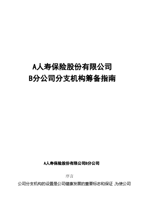 保险公司分支机构筹备指南