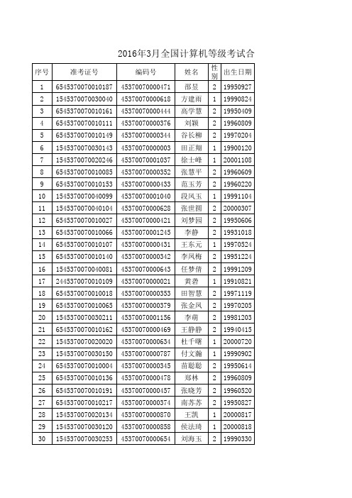 20163全国计算机等级考试材料