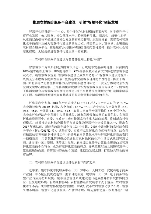 推进农村综合服务平台建设  引领“智慧怀化”创新发展