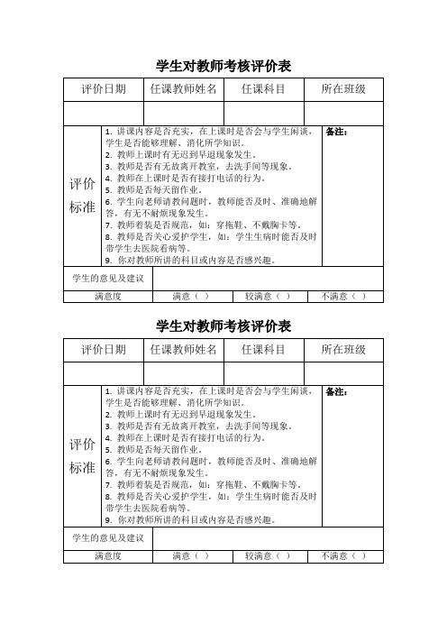 (改)学生对教师考核评价表