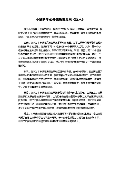 小班科学公开课教案反思《玩水》