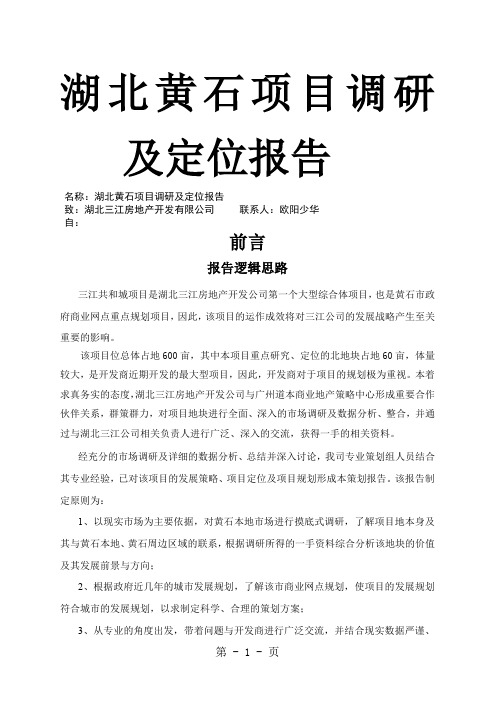 湖北黄石项目调研及定位报告(62页)共47页
