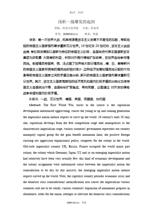 一战的起因