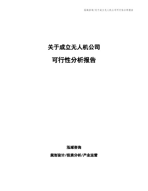 关于成立无人机公司可行性分析报告