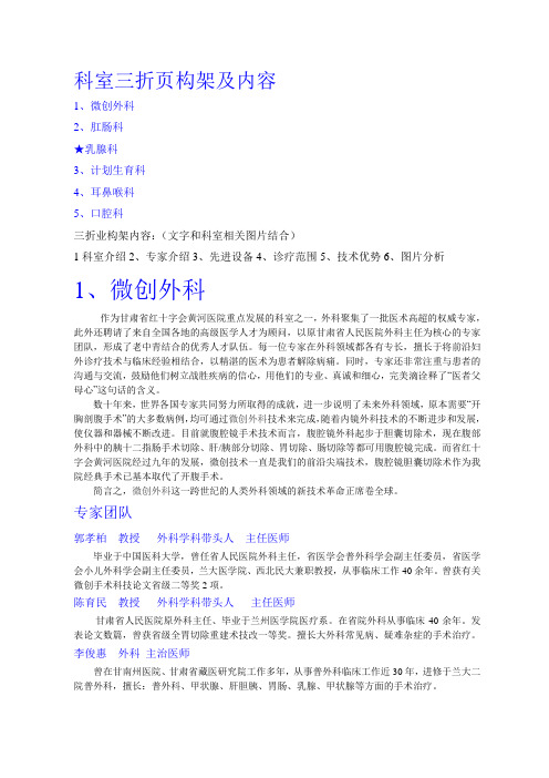 科室三折页构架及内容