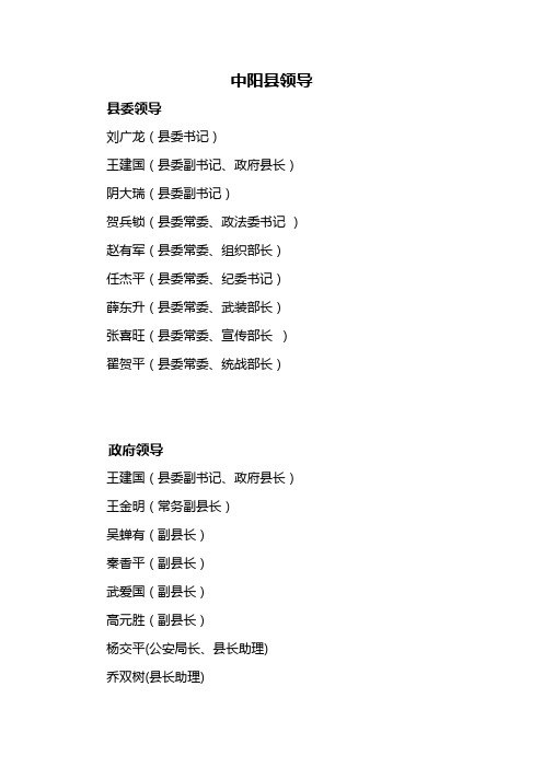 中阳县领导