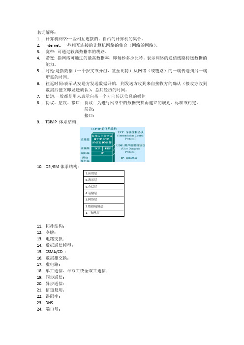 计算机网络名词解释