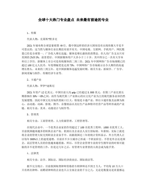 全球十大热门专业盘点 未来最有前途的专业