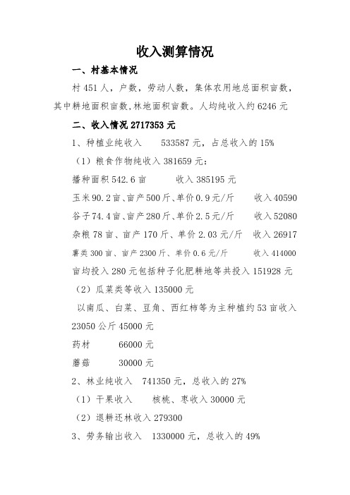 收入测算表