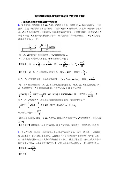 高中物理试题真题分类汇编动量守恒定律含解析