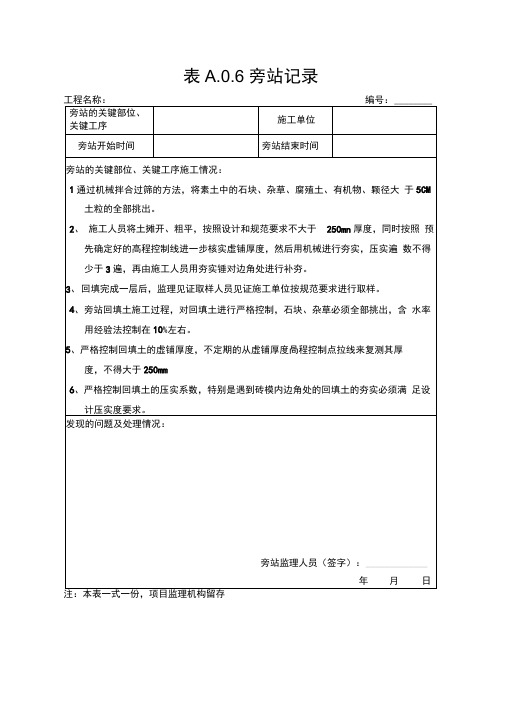 回填土监理旁站记录