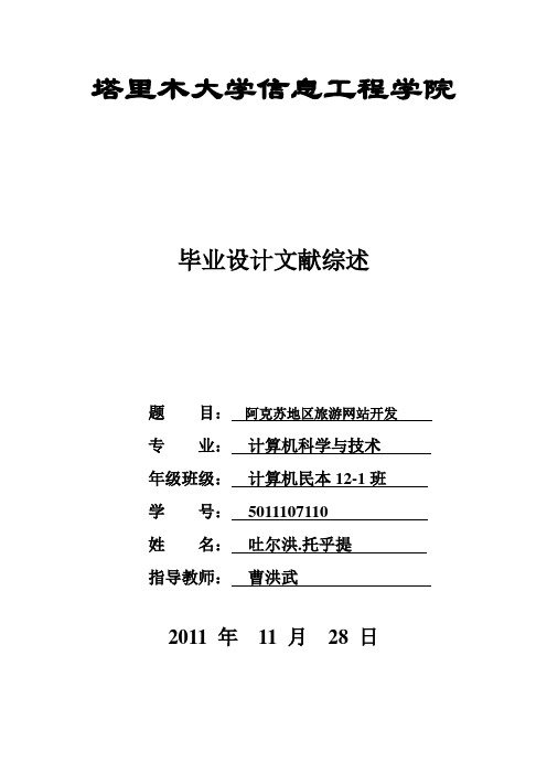 阿克苏旅游网站开发文献综述