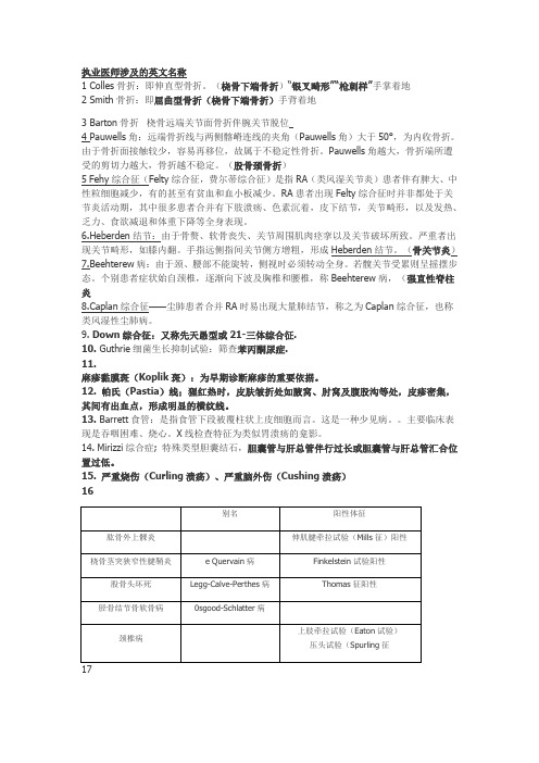 执业医师涉及的英文名称