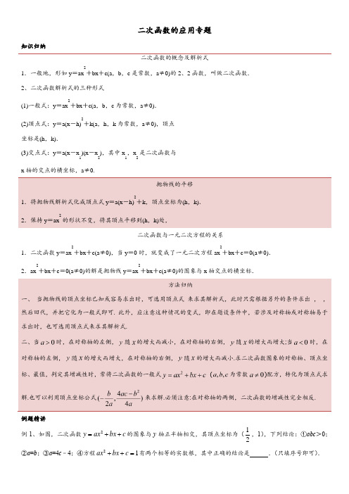 中考专题：二次函数的应用专题(word答案版)