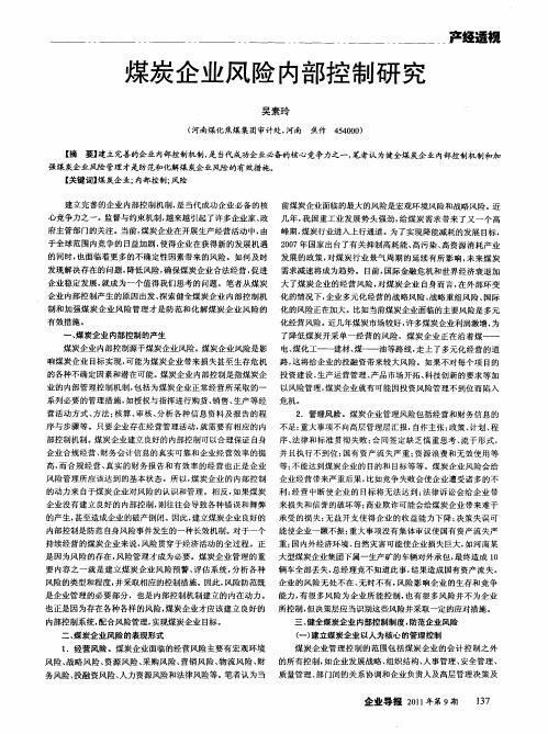 煤炭企业风险内部控制研究