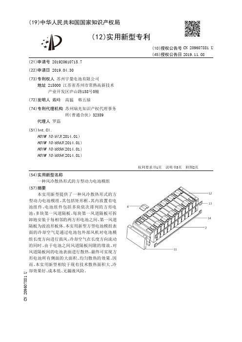 【CN209607881U】一种风冷散热形式的方型动力电池模组【专利】