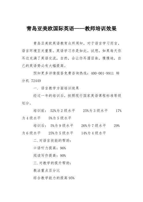 青岛亚美欧国际英语——教师培训效果