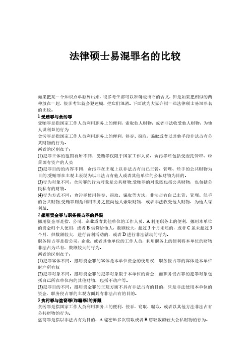 法律硕士易混罪名的比较