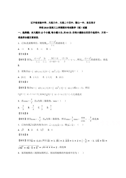 鞍山一中、东北育才学校2018届高三上学期期末考试数学(理)试题 含解析