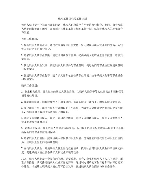 残疾工作目标及工作计划