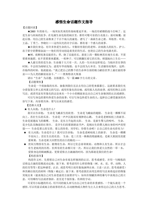 感悟生命话题作文指导