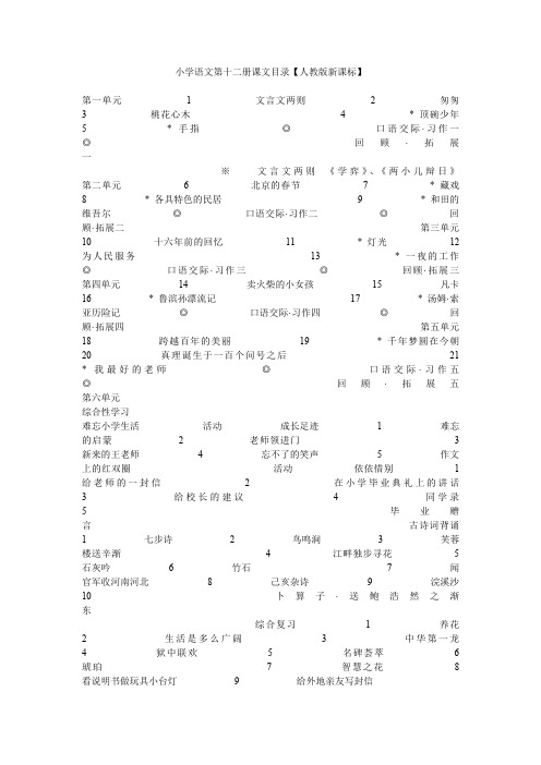 小学语文第十二册课文目录【人教版新课标】.doc