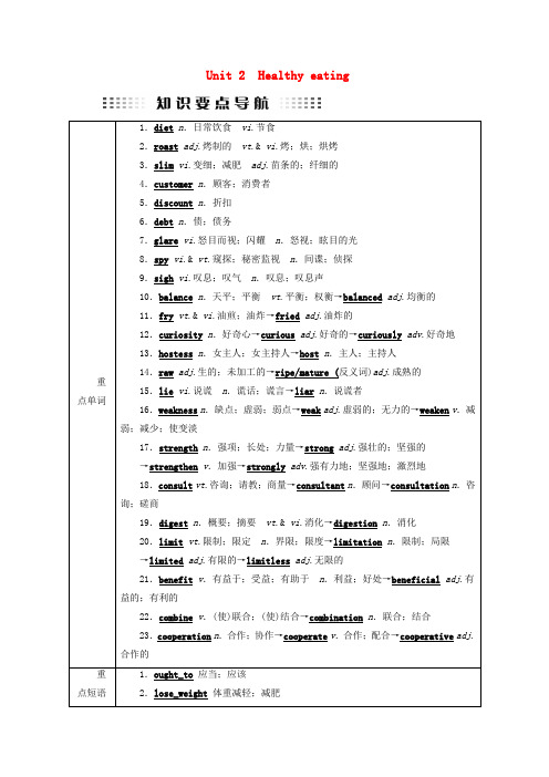 全国高考英语大一轮复习Unit2Healthyeating讲义新人教版必修320180506169
