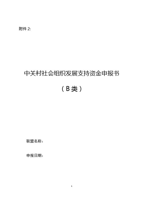 中关村社会组织发展支持资金申报书(B类)