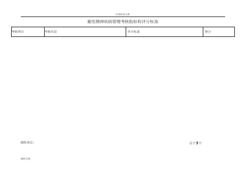 重性精神疾病管理的系统考核指标和评分实用标准