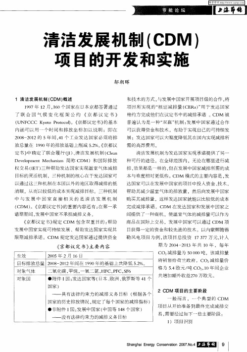 清洁发展机制(CDM)项目的开发和实施