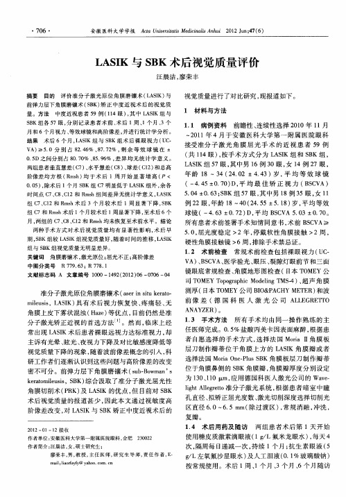 LASIK与SBK术后视觉质量评价