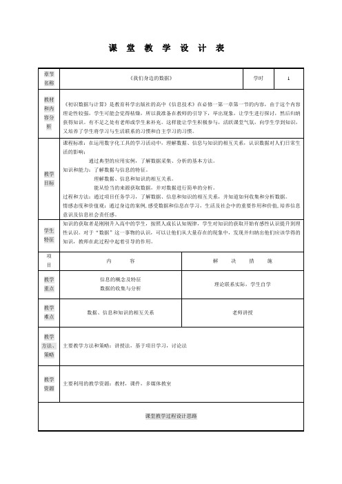 信息技术《我们身边的数据》教学设计-精品教案