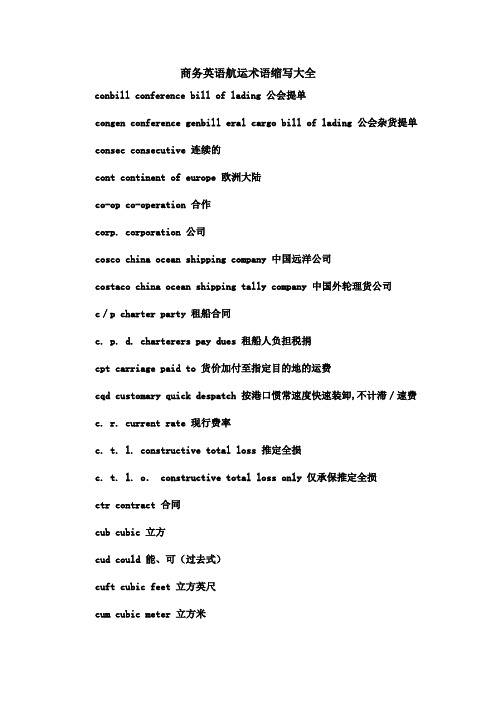 航运英文缩写术语
