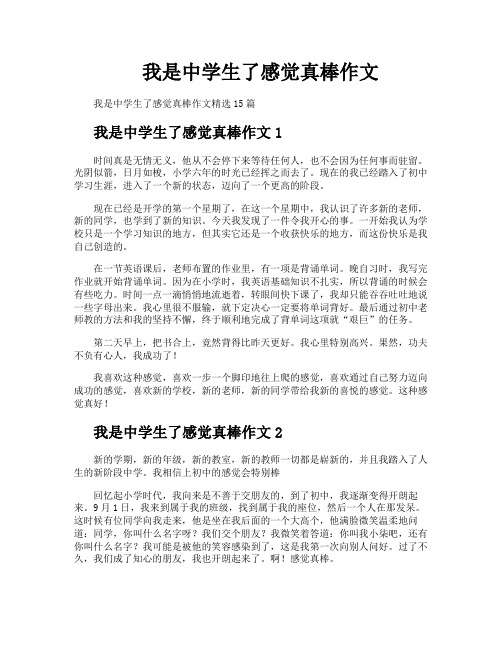 我是中学生了感觉真棒作文