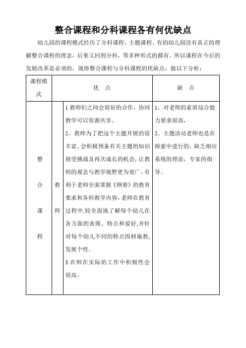 整合教学与分科教学的优缺点