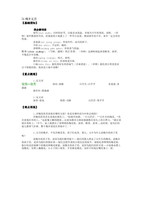 21 槐乡五月-要点梳理