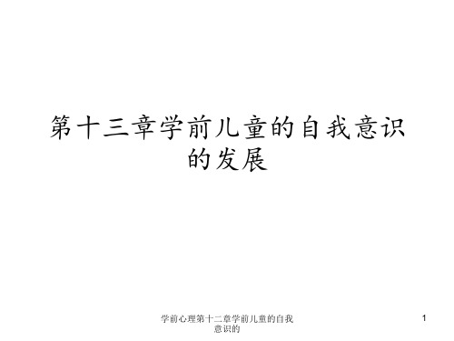 学前心理第十二章学前儿童的自我意识的 ppt课件