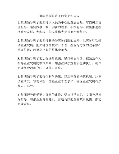 对集团领导班子的意见和建议