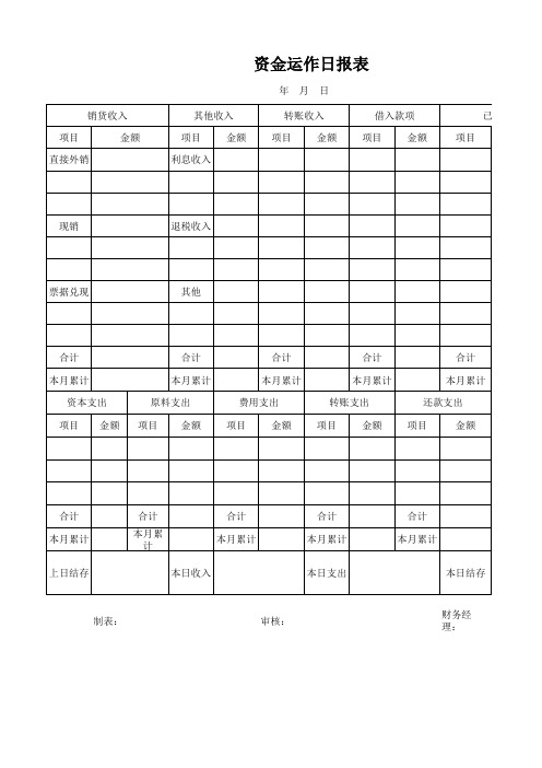 资金运作日报表