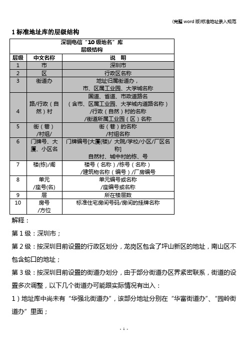 (完整word版)地址录入规范