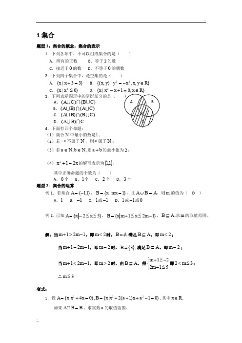 高一数学必修一函数经典题型复习