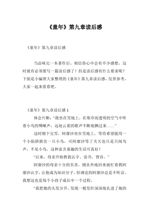 《童年》第九章读后感