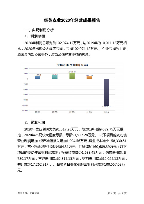 华英农业2020年经营成果报告