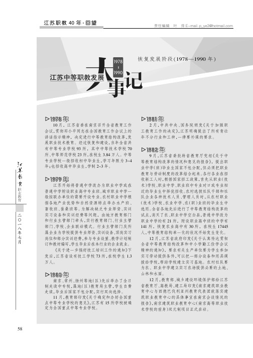 江苏中等职教发展大事记 恢复发展阶段(1978—1990年)