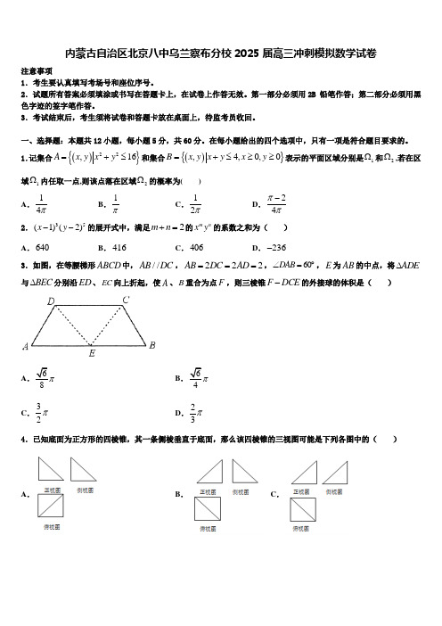 内蒙古自治区北京八中乌兰察布分校2025届高三冲刺模拟数学试卷含解析